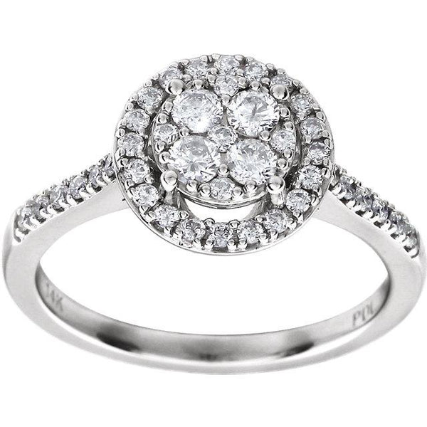 Diamond Halo Cathedral Setting Engagement Ring Ladies Jewelry