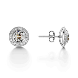 Diamond Halo Earrings Old Cut Round 2.50 Carats White Gold