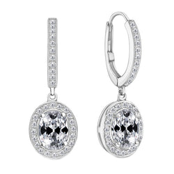 Mined Diamond Halo Old Cut Dangle Earrings Prong Bezel Style 5 Carats
