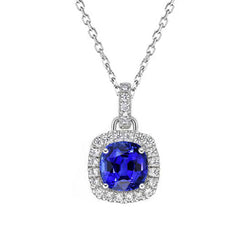 Natural Earth Mined Diamond Halo Pendant Cushion Gemstone Ladies Jewelry Gold 3.75 Carats