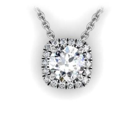 Diamond Halo Pendant Slide Necklace 2.70 Carats White Gold 14K