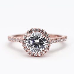 Diamond Halo Ring 2.50 Carats Rose Gold Accented Jewelry New