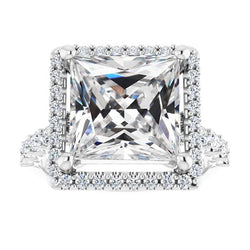 Diamond Halo Ring Square Cut Old Miner Ladies Gold Jewelry 9 Carats