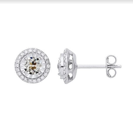 natural round diamond 4ct earring front view