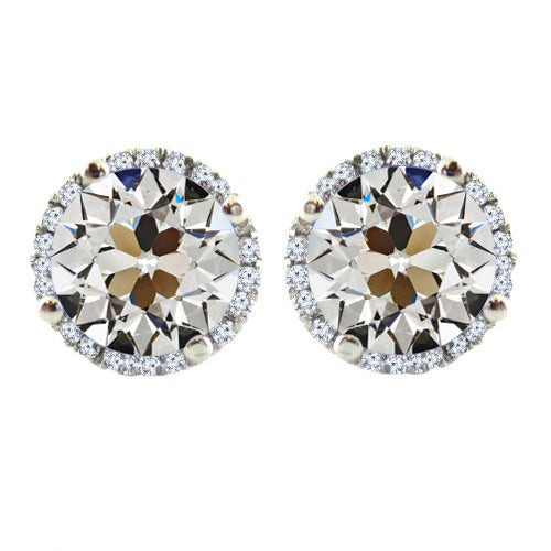 Diamond Halo Studs 6.25 Ct Old European Women’s Jewelry 
