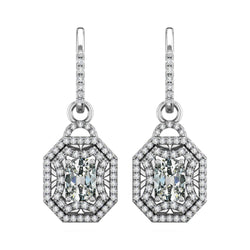 Diamond Hanging Earrings 6.50 Carats Halo Oval Old Cut