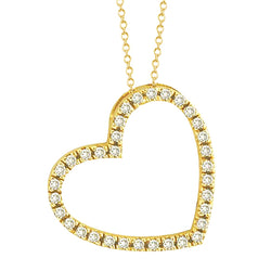 Natural Earth Mined Diamond Heart Pendant Necklace 2 Carats Yellow Gold 14K