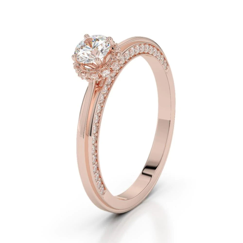 Diamond Hidden Halo Engagement Ring New Rose Gold 14K