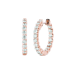 Diamond Hoop Earrings 1.36 Carats 14K Rose Gold