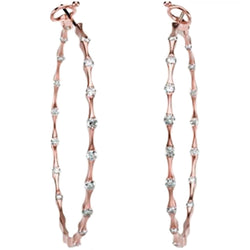 Natural Earth Mined Diamond Inside/Outside Hoop Earrings 14K Rose Gold