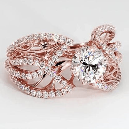  Ring 3 Carats Rose Gold 14K Filigree