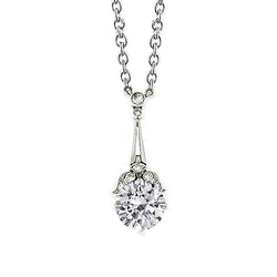 Natural Earth Mined Diamond Journey Pendant Necklace 1.25 Carats White Gold 14K