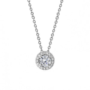 Diamond Ladies Halo Pendant Necklace 1.45 Carats 14K White Gold New