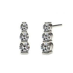 Diamond Long Drop Earrings 3.50 Carats Old Miner White Gold