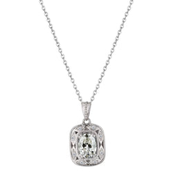 Real Diamond Milgrain Pendant 2 Ct Oval Old Miner Necklace