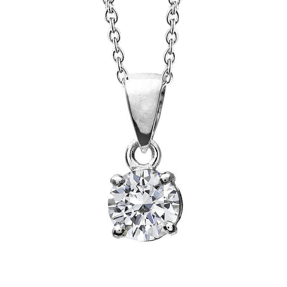 Natural Earth Mined Diamond Necklace Pendant 1.25 Carats White Gold 14K Round Cut
