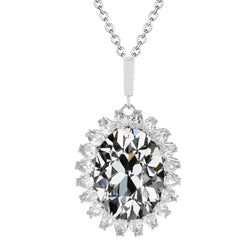 4 Ct Mined Natural Real Diamond ( Not Lab Grown ) Necklace Pendant Gold Oval & Pear Old Cut