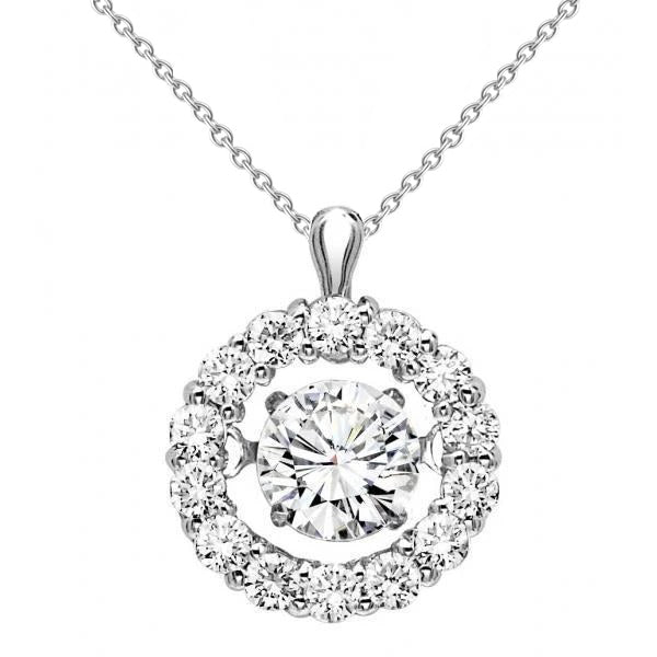 Real Natural Earth Mined Diamond Necklace Pendant Round Cut 1.40 Carats White Gold 14K