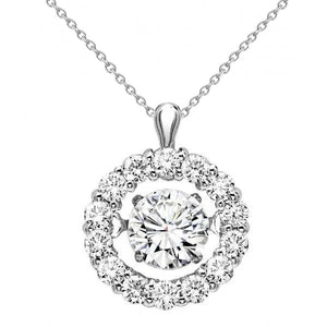 Diamond Necklace Pendant Round Cut 1.40 Carats White Gold 14K