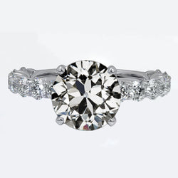 Diamond Old Cut Anniversary Ring With Accents 4 Prong Set 5 Carats