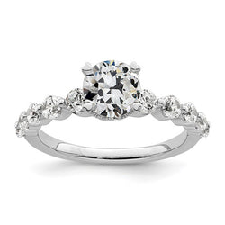 Natural Earth Mined Diamond Old European Anniversary Ring With Accents Prong Set 3 Carats