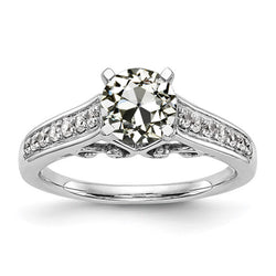 Genuine Natural Earth Mined Diamond Old Mine Cut Anniversary Ring Prong Set 14K Gold 3.25 Carats