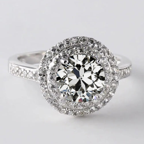 Diamond Old Mine Cut Double Halo Ring