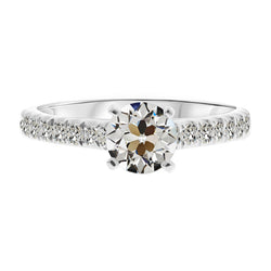 Natural Diamond Old Mine Cut Engagement Accented Ring 3 Carats