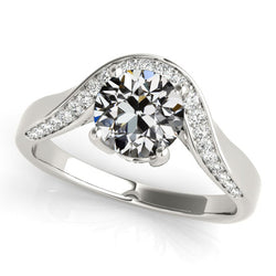 Real  Diamond Old Mine Cut Engagement Ring 4 Prong Set 3.50 Carats