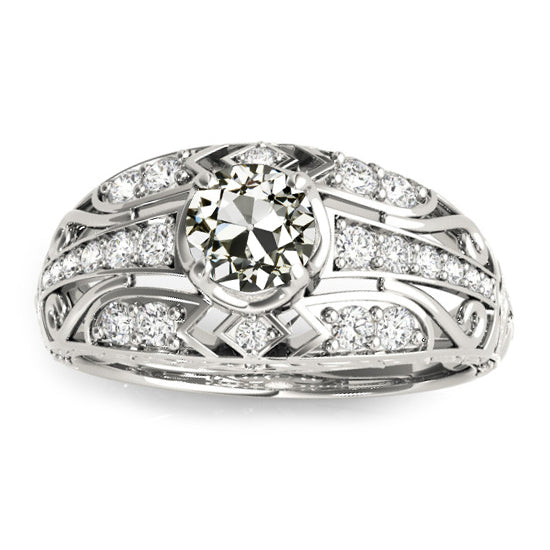 Diamond Old Miner Cut Engagement Ring Ladies Jewelry