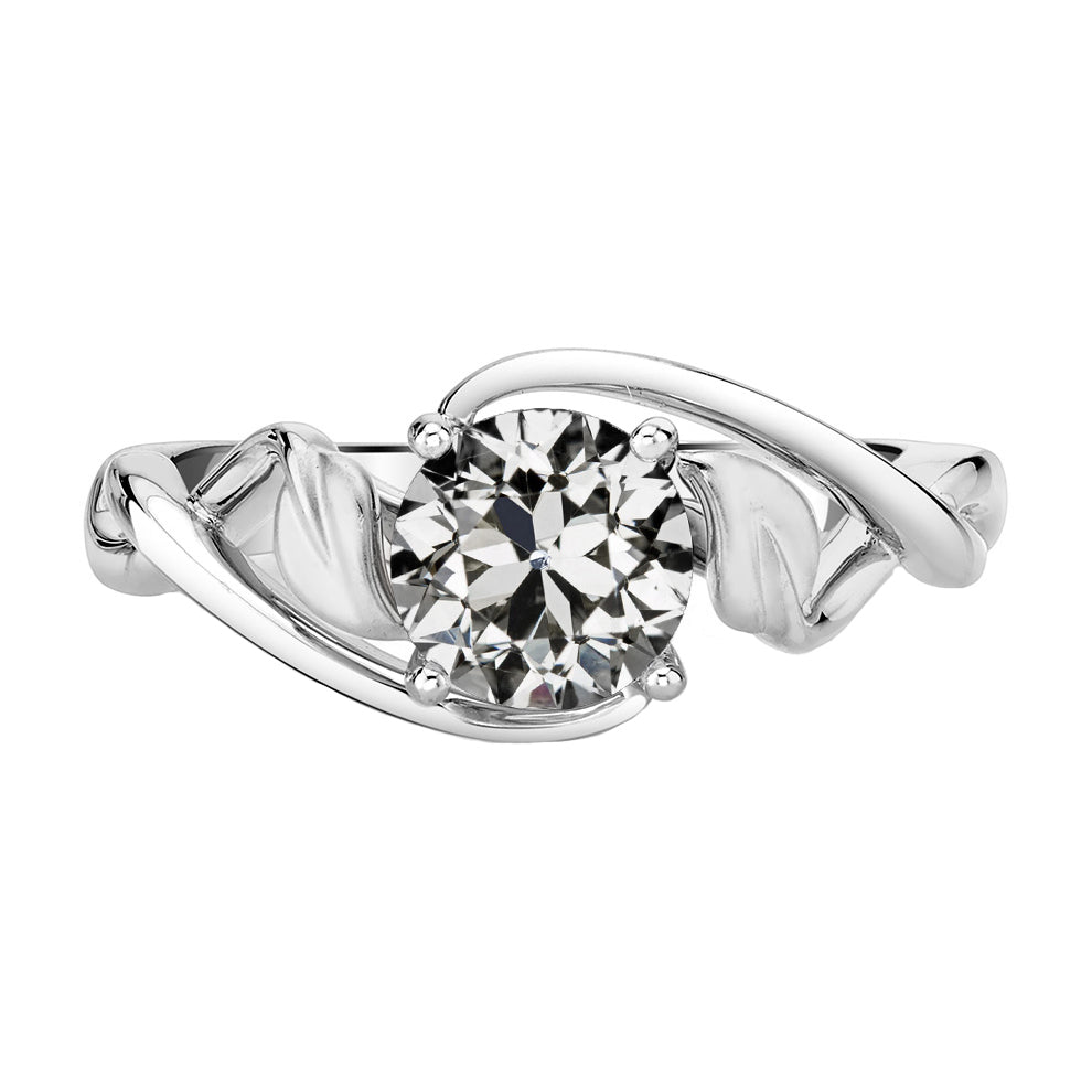 2 Carats Diamond Old Mine Cut Solitaire Engagement Ring White Gold 14K