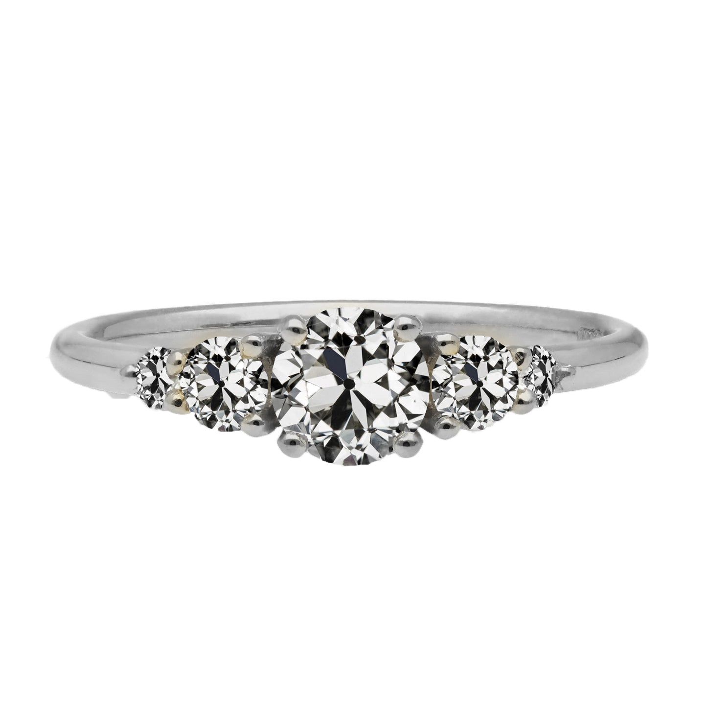 3 Carats Diamond Old Mine Cut Wedding Ring 14K White Gold
