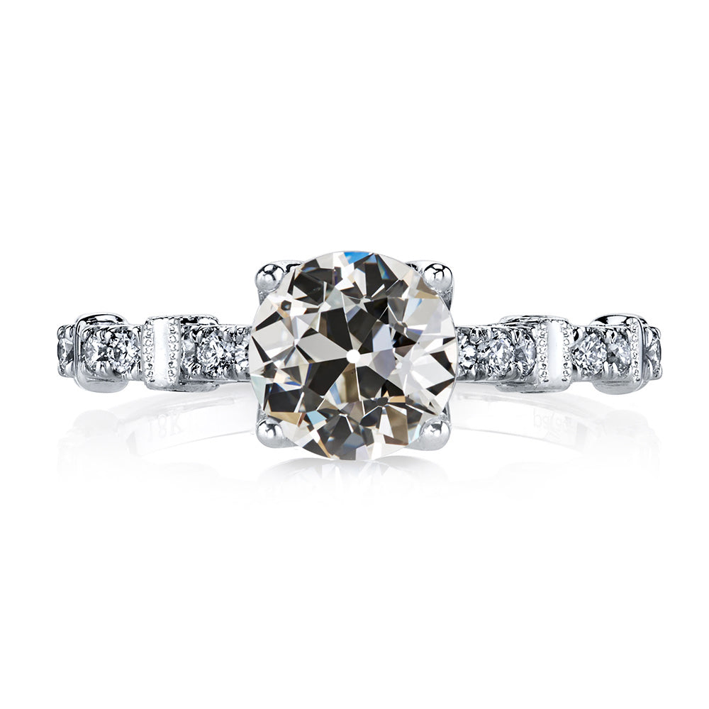 Fancy Lady’s Sparkling Vintage Style White Gold Weeding Anniversary   Diamond Old Mine Cut Wedding Ring Fancy Gold 