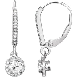 4.25 Carats Genuine Diamond Old Miner Leverback Earrings Halo 4 Prong Set