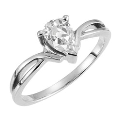 2 Carats Diamond Old Miner Natural Solitaire Pear Cut Ring Twisted Shank