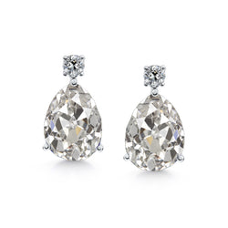 Diamond Pear Old Cut Dangle Earrings Teardrop 3 Prong Set 4.50 Carats