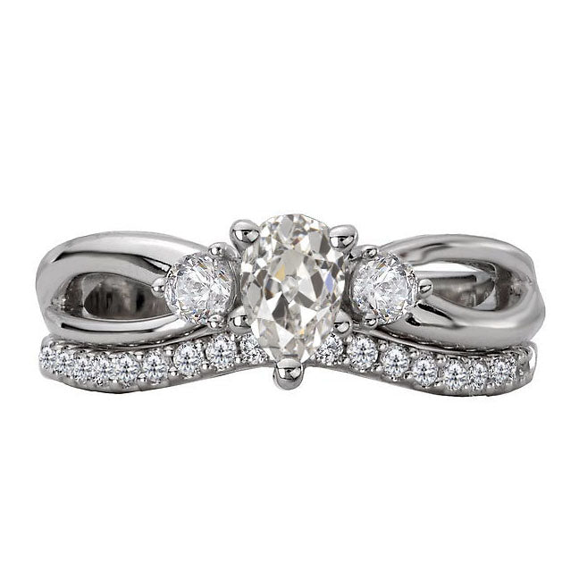 Diamond Old Miner Cut Wedding Ring Set