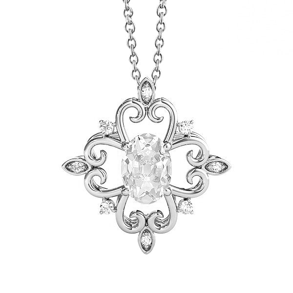 Diamond Pendant Antique Style Round & Oval Old Cut