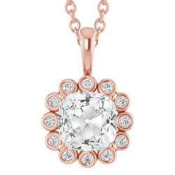 Natural Earth Mined Diamond Pendant Bezel Set Round & Cushion Old Mine Cut 7.50 Carats