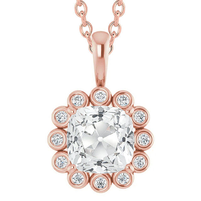 Diamond Pendant Bezel Set Old Miner Cut