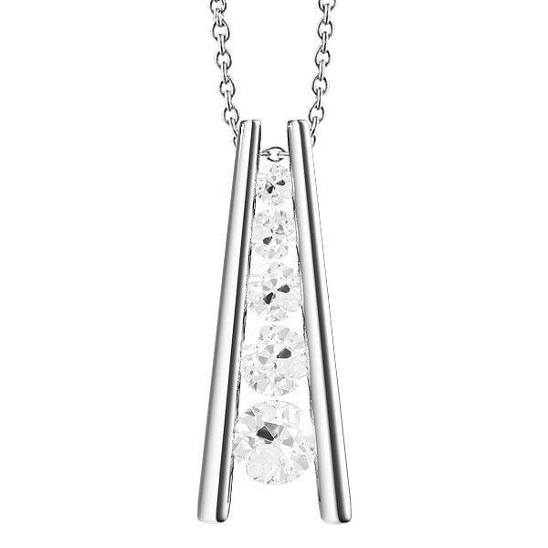 Diamond Pendant Five Stone Old Miner European Slide Style