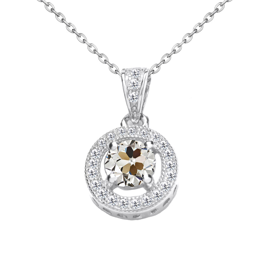 Diamond Pendant Jewelry 2.50 Carats Halo Necklace Old Miner 