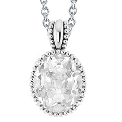 Diamond Pendant Necklace Oval Old Mine Cut 5 Carats Ladies Jewelry 14K