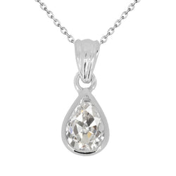 Diamond Pendant Necklace 2 Ct. Pear Old Miner Bezel
