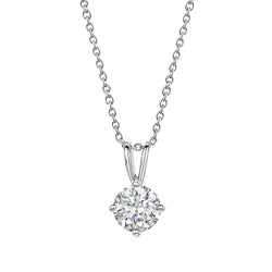Diamond Pendant Necklace With Chain 2.50 Ct Sparkling White Gold 14K
