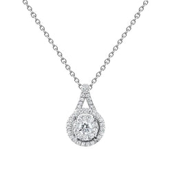 Diamond Pendant Necklace With Chain Prong Setting 2.0 Carat WG 14K