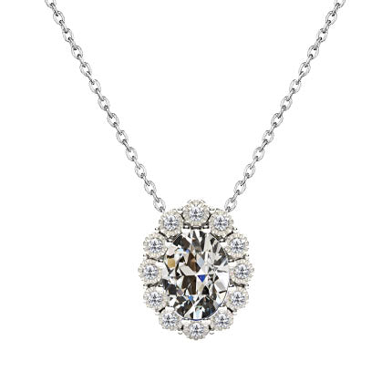 natural round diamond 2ct pendant front view