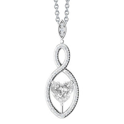 Real Natural Earth Mined Diamond Pendant Round & Heart Old Miner Prong Set 3 Carats