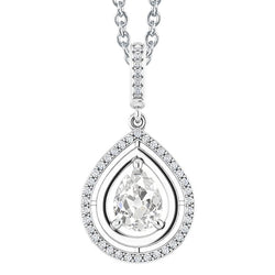 Genuine Natural Earth Mined Diamond Pendant Round & Pear Old Miner Prong Set 3 Carats