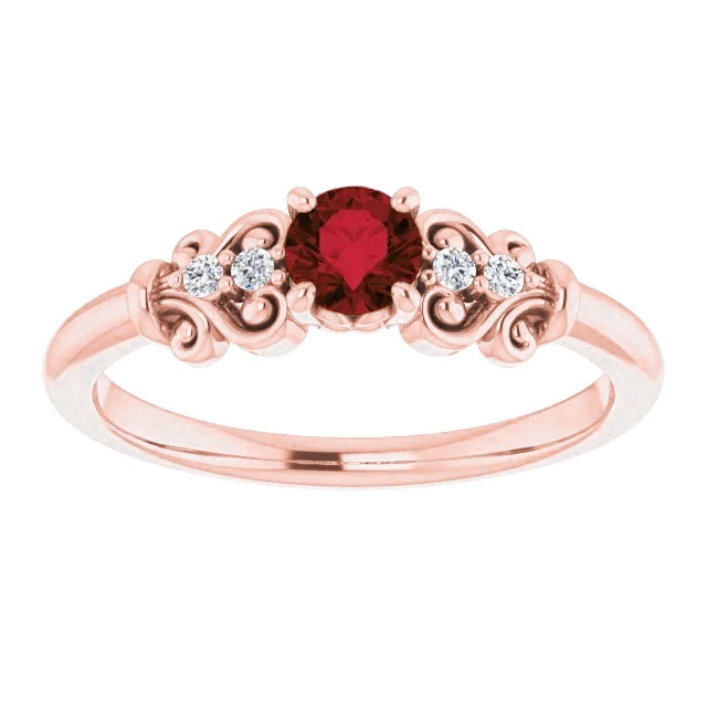 Ladies Style Amazing Diamond     Burma Ruby Antique Style Rose Gold